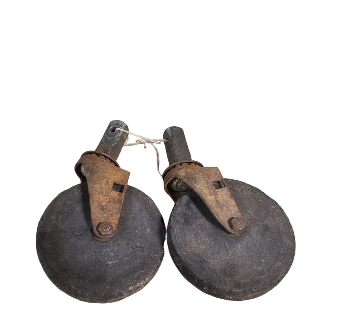 Vintage Set of Two Industrial Wheel Casters Primitive Antique Rustic Set 7