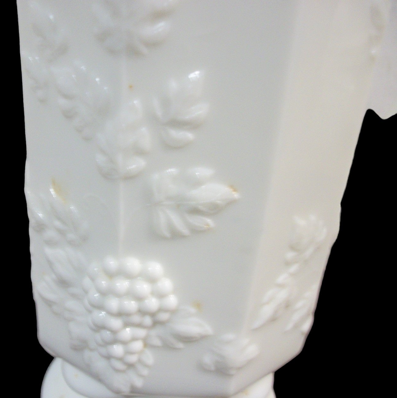 Vintage Antique Westmoreland Milk Glass Paneled Grape Design Pitcher