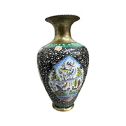 Vintage Antique Floral Coated Brass Bud Vase (Set of 2)