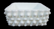 Vintage Antique Fenton Hobnail Milk Glass Square Trinket Candy Bowl Without Lid