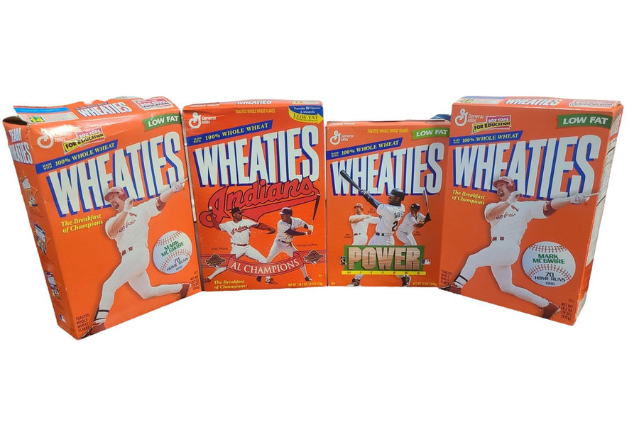 Vintage Set Four Boxes MLB Wheaties Cereal Baseball 1990s Indians Power Hitters