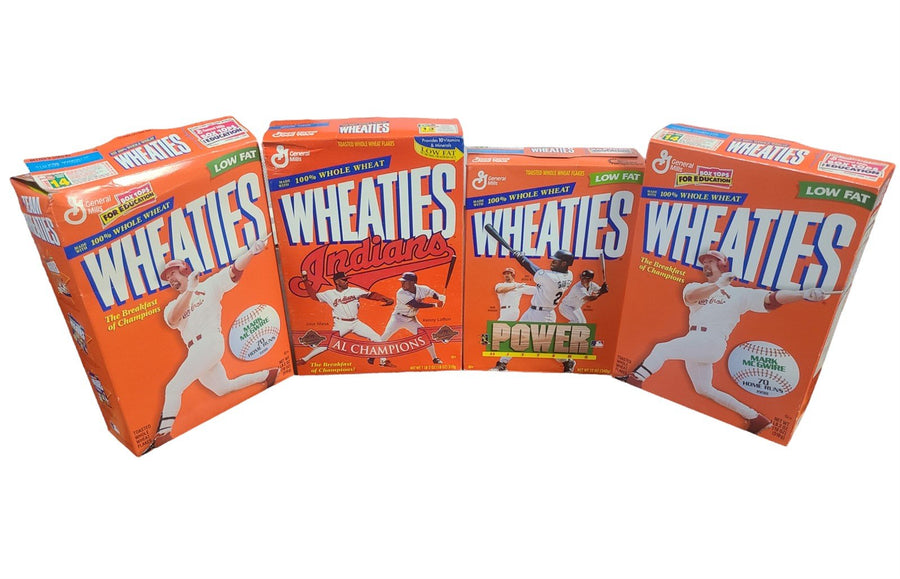 Vintage Set Four Boxes MLB Wheaties Cereal Baseball 1990s Indians Power Hitters