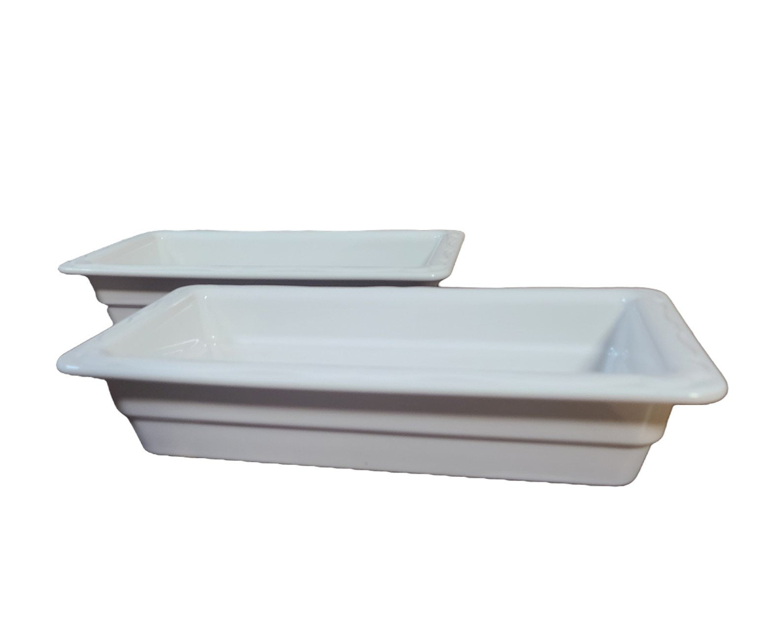 Vintage Set of Two White Buffet Serving Quarter Pans Hall China Company Ceramic