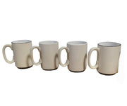 Vintage MCM Set of Four Handpainted Coffee Mugs Botanical Fruit Lemon Pear Fern