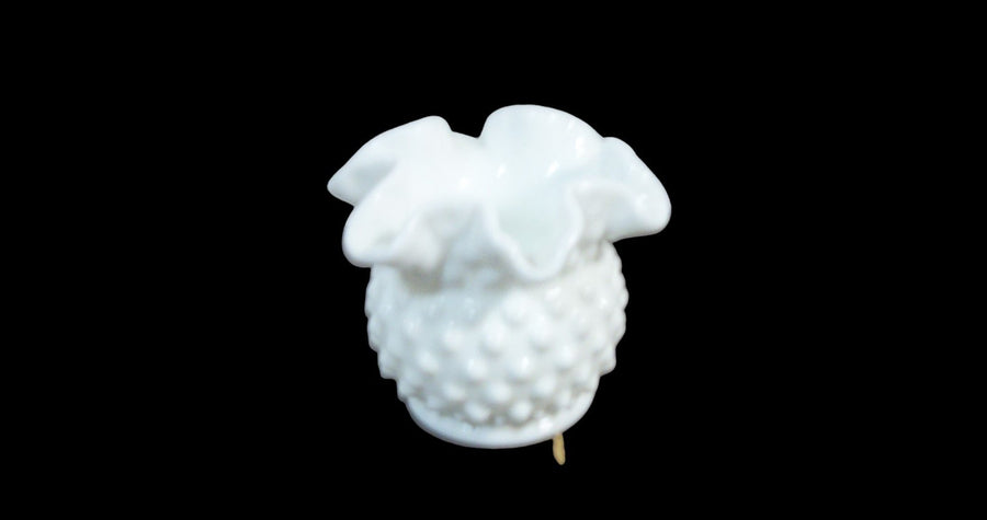 Vintage Antique Fenton Hobnail Milk Glass Squat Vase