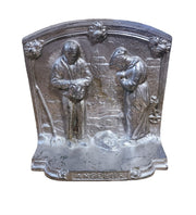 Vintage Cast Iron Bookends Set of Two Angelus Prayer Jean-Francois Millet 1960s