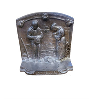 Vintage Cast Iron Bookends Set of Two Angelus Prayer Jean-Francois Millet 1960s