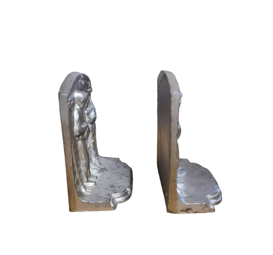 Vintage Cast Iron Bookends Set of Two Angelus Prayer Jean-Francois Millet 1960s