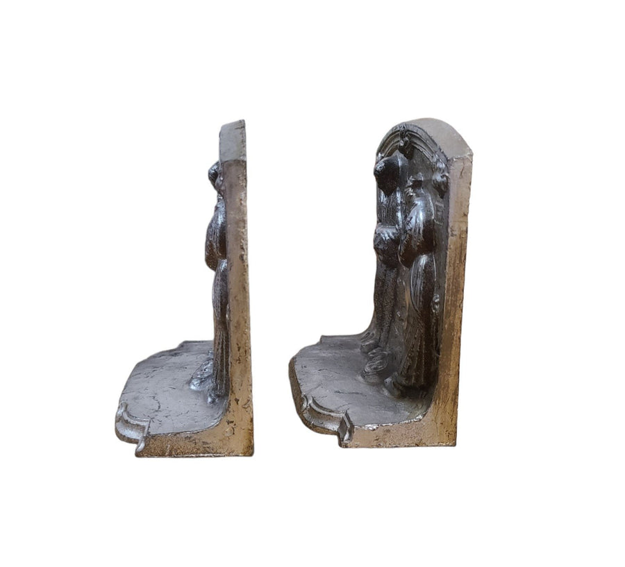 Vintage Cast Iron Bookends Set of Two Angelus Prayer Jean-Francois Millet 1960s
