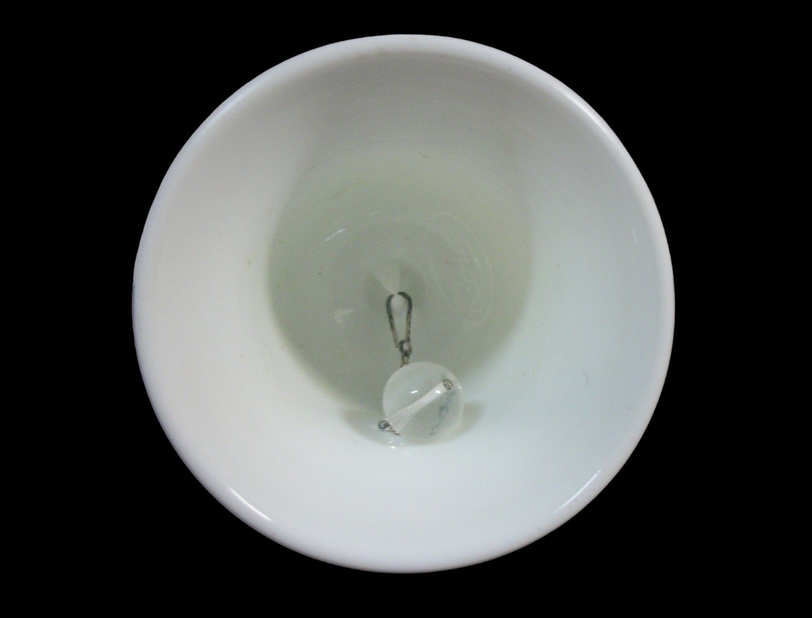 Vintage Antique Fenton Milk Glass Hobnail Bell with Clear Glass Ringer