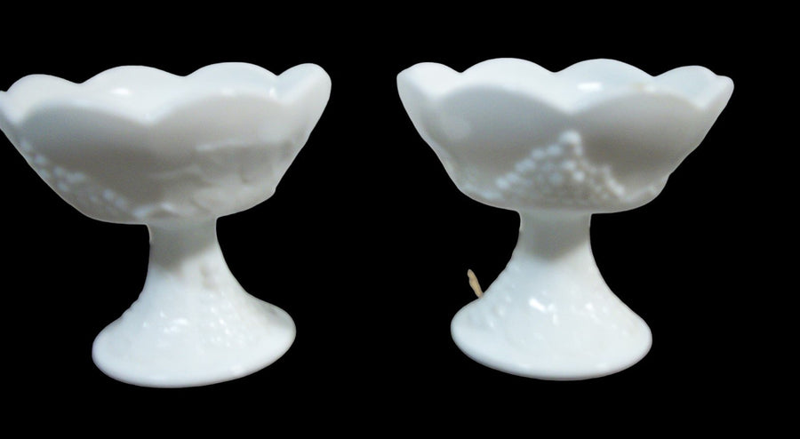 Vintage Antique Indiana Glass Colony Harvest Milk Glass Candle Holders (2)