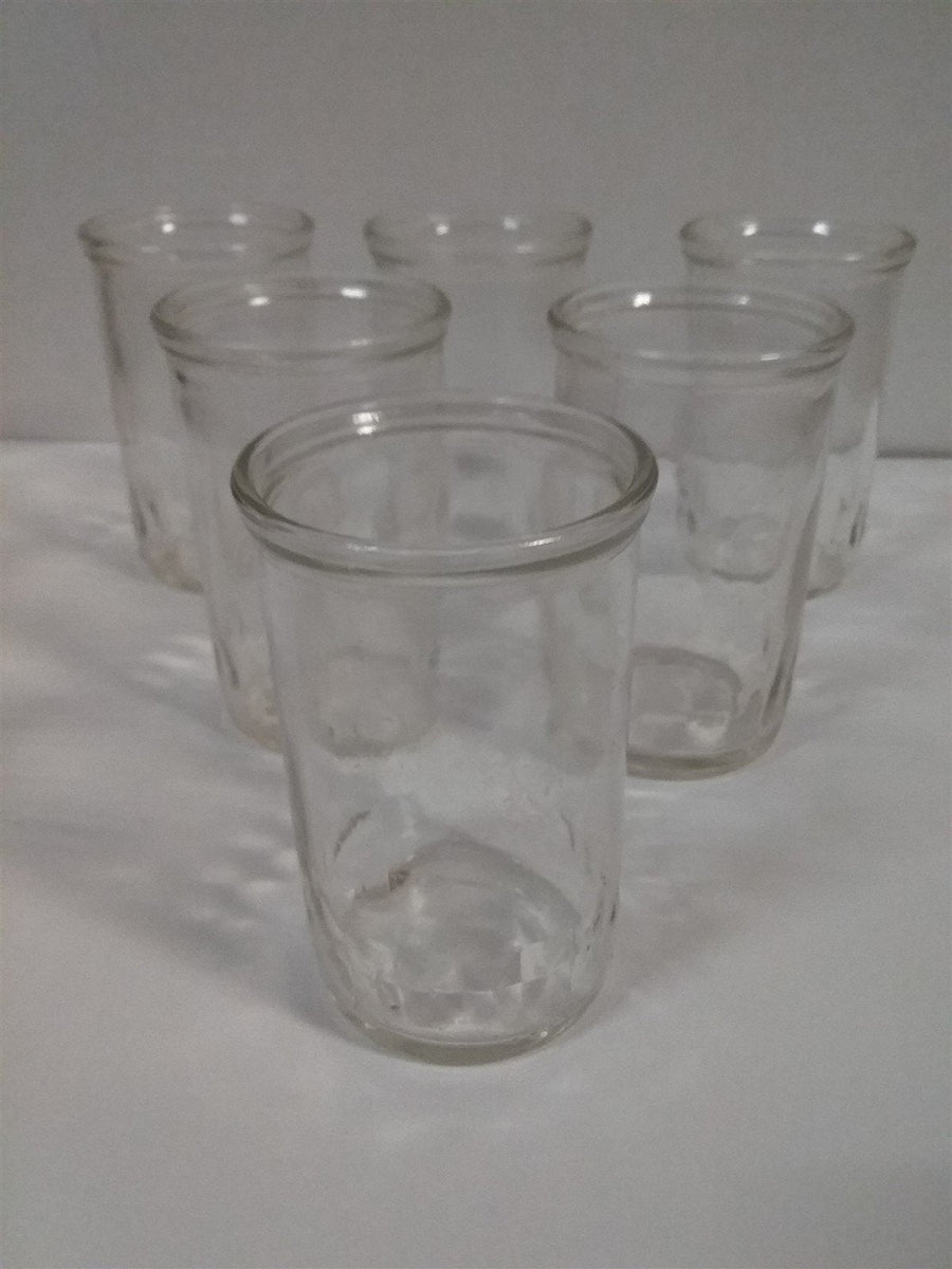 Vintage Antique Diamond Band Jelly Jar Juice Glasses (Set of 6)