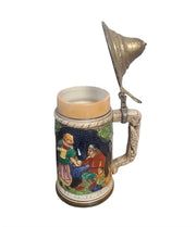 Vintage German Style Beer Stein Pewter Lid Tankard Ceramic Letter B Collector