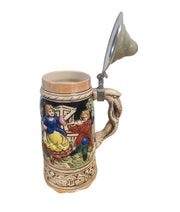 Vintage Hand Painted German Style Musical Beer Stein with Pewter Lid Wind Up