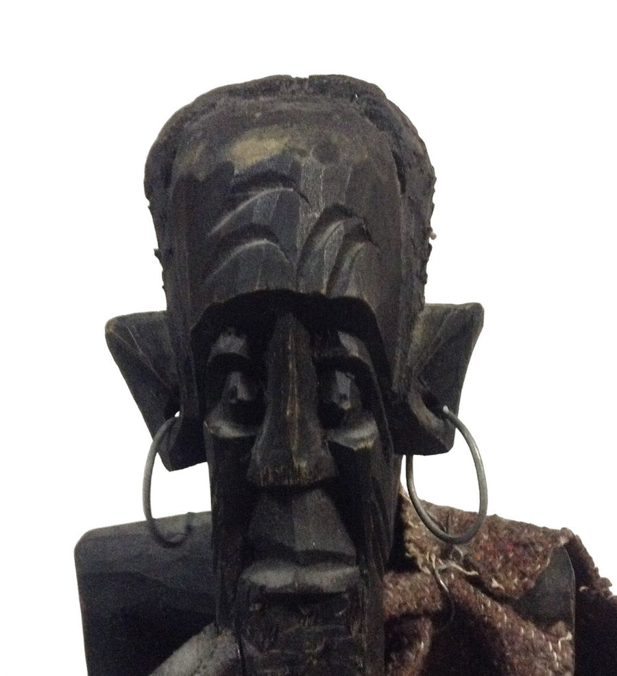 African Art Wood Carving Vintage Sitting Man