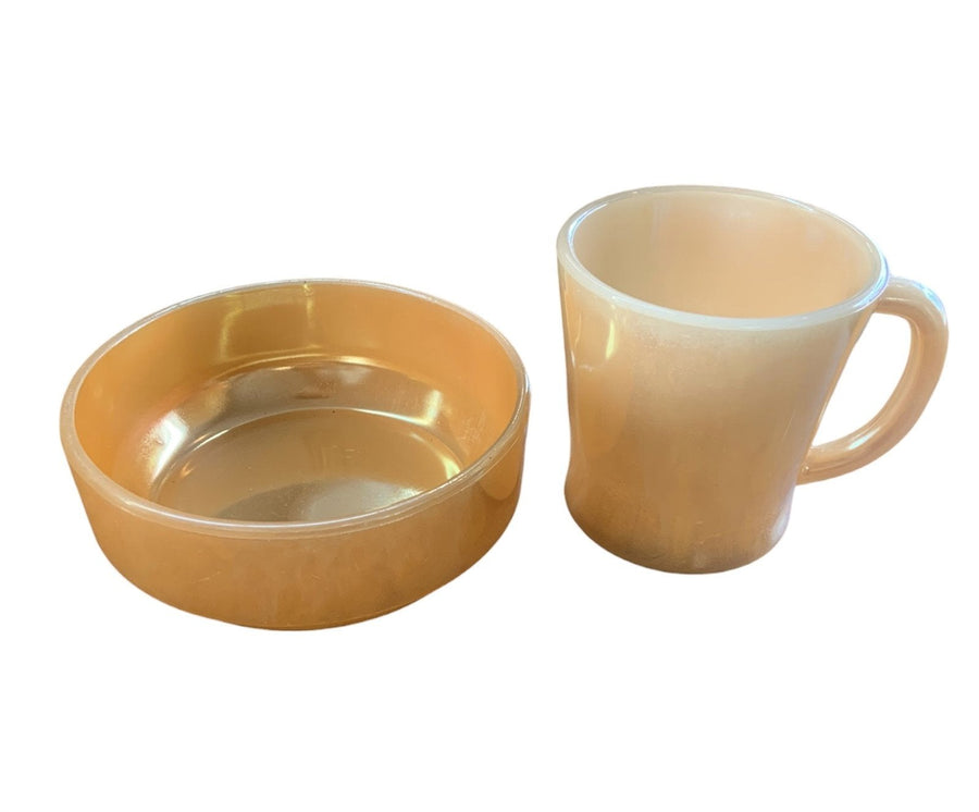 Glasbake Lusterware Retro Jeannette Opalescent Marigold Coffee Mug Bowl J2640