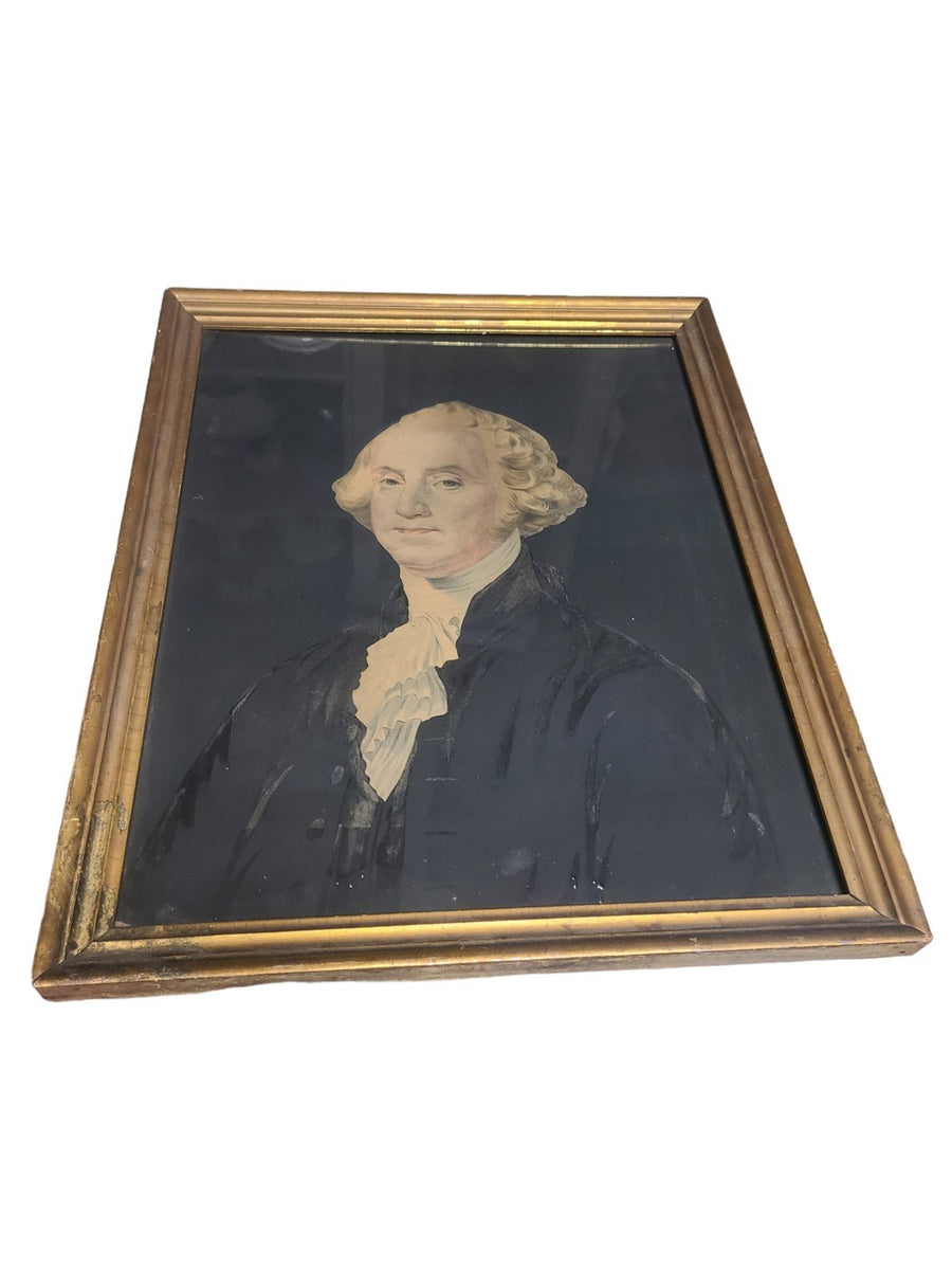 Antique Portrait George Washington Framed Gifted to Wally Tod Early 20th Century