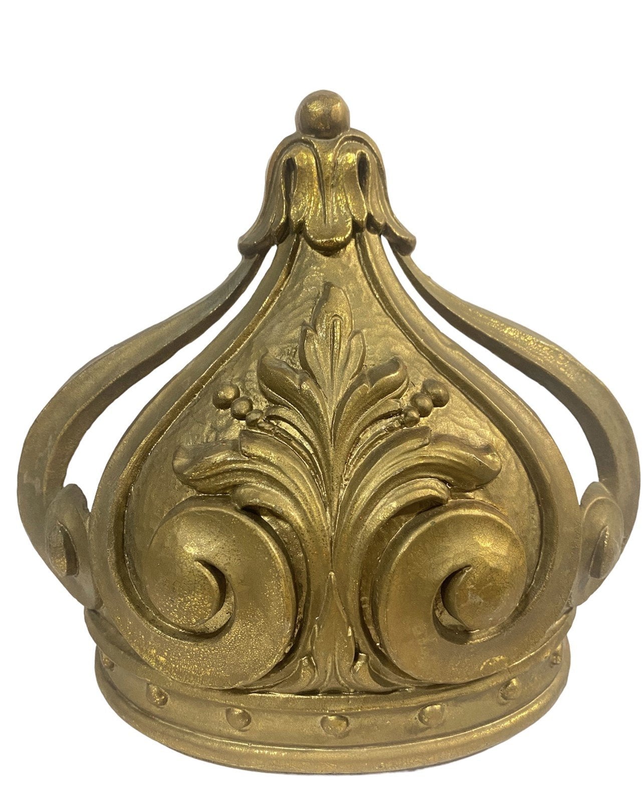 MCM Antique Wall Pediment Wall Toper Gold Crown Medieval