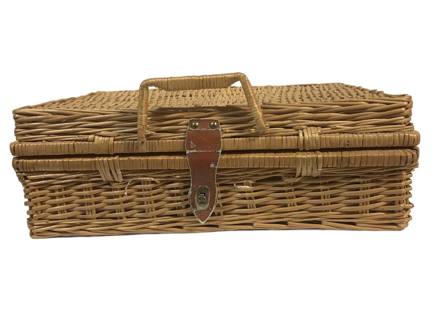 Picnic Basket Willow Woven Brown Eastman Outdoors Lunch Set