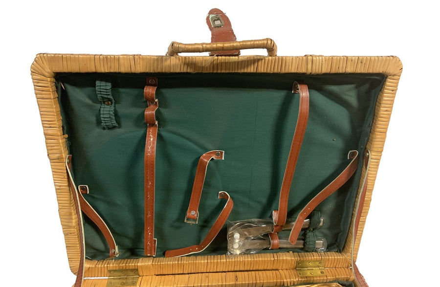 Picnic Basket Willow Woven Brown Eastman Outdoors Lunch Set