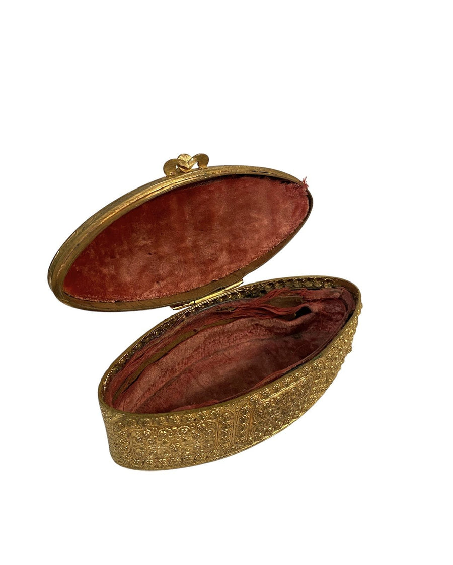 Antique Austrian Bronze Gem Stone Jewelry Box, c 1900 Rare Find