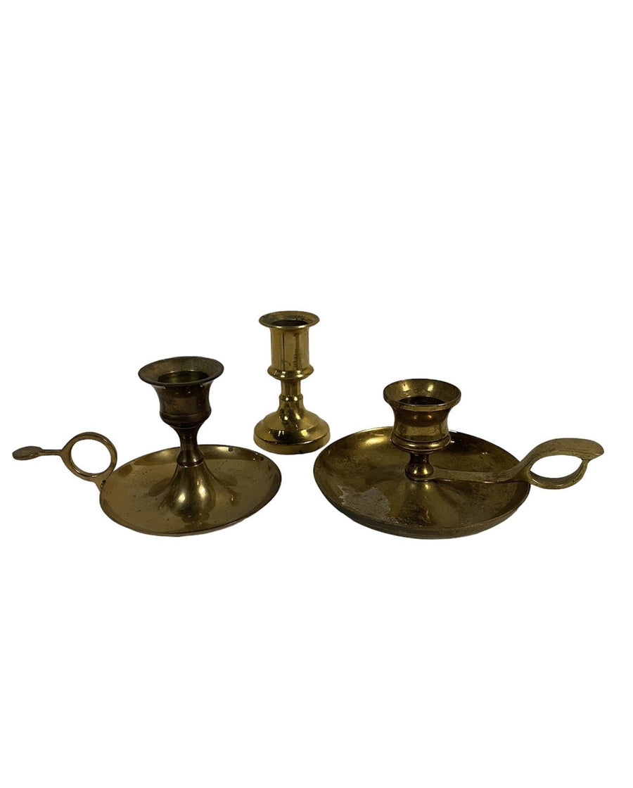 Baldwin Brass and Others 3 Piece Candleholder Set Vintage
