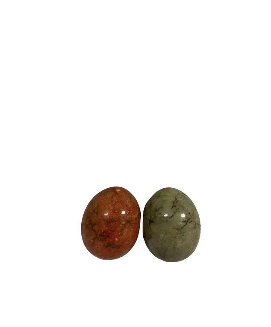 Vintage Alabaster Polished Stone Eggs Set of Two (2) Beautiful stone
