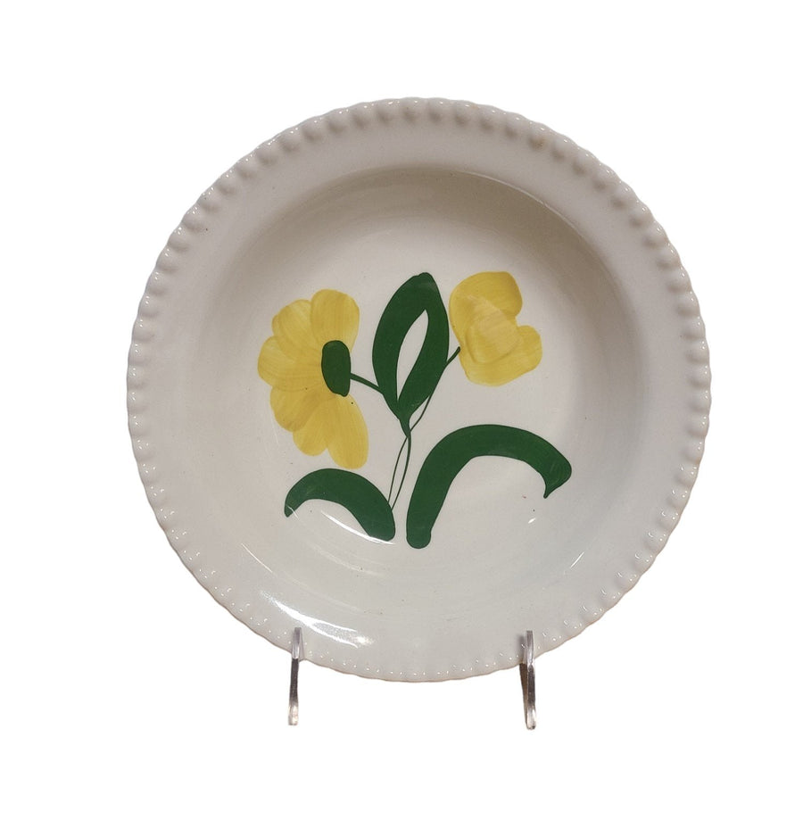 MCM Set of Two Coupe Dinner Bowls Yellow Flowers Scalloped Edges Vintage