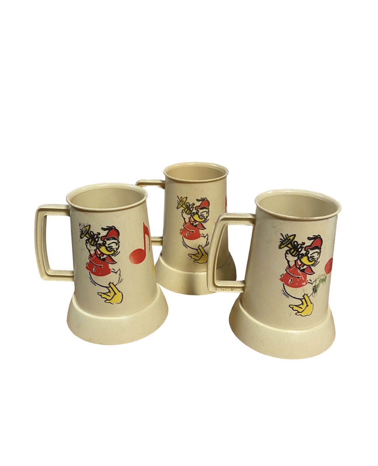 Vintage Disney Mickey and Friends Plastic Mugs Set of 3 1950s