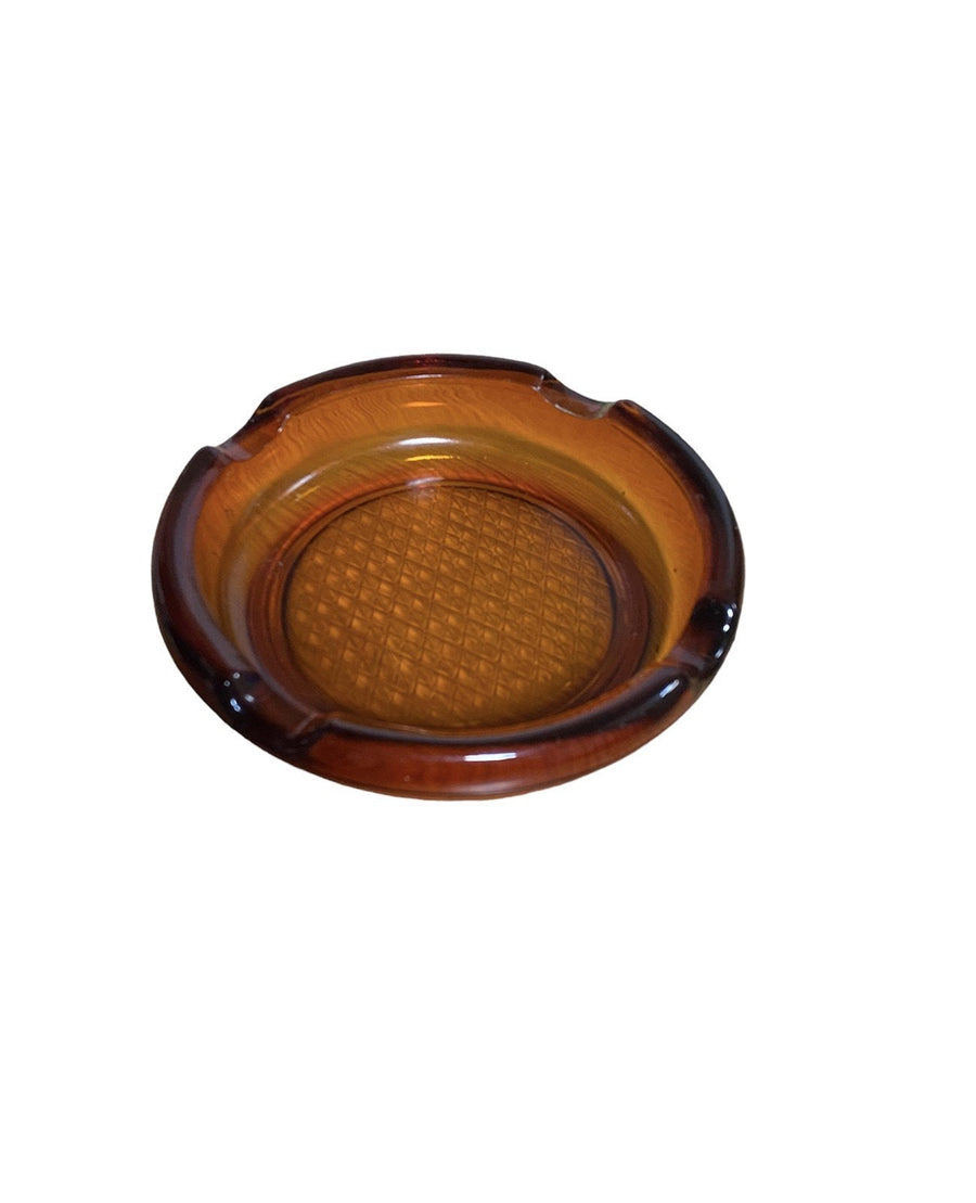 Mid- Century Vintage Amber Federal Glass Ashtray