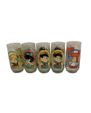 Flinstones Vintage set of 5 Glass Cups Pizza Hut 1986 Edition