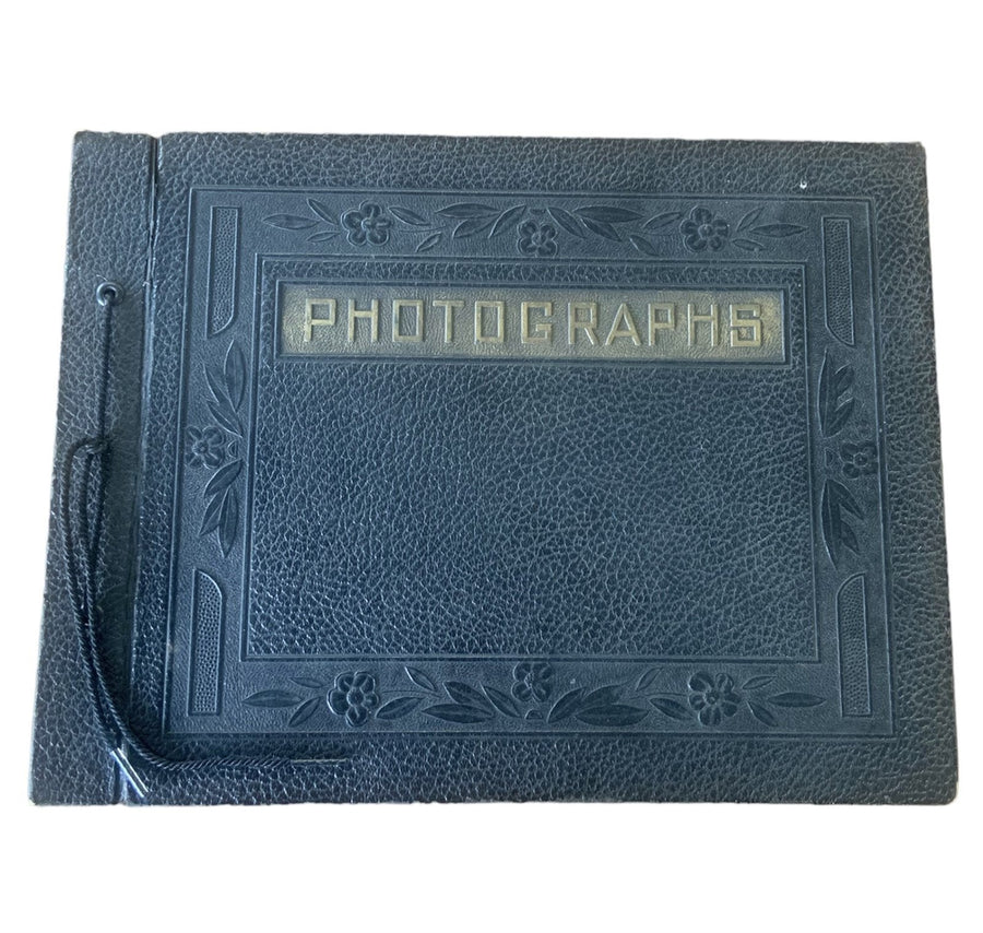 WW2 Vintage Sweetheart Black Gold Floral Embossed Photobook 46 Pages 154 Photos