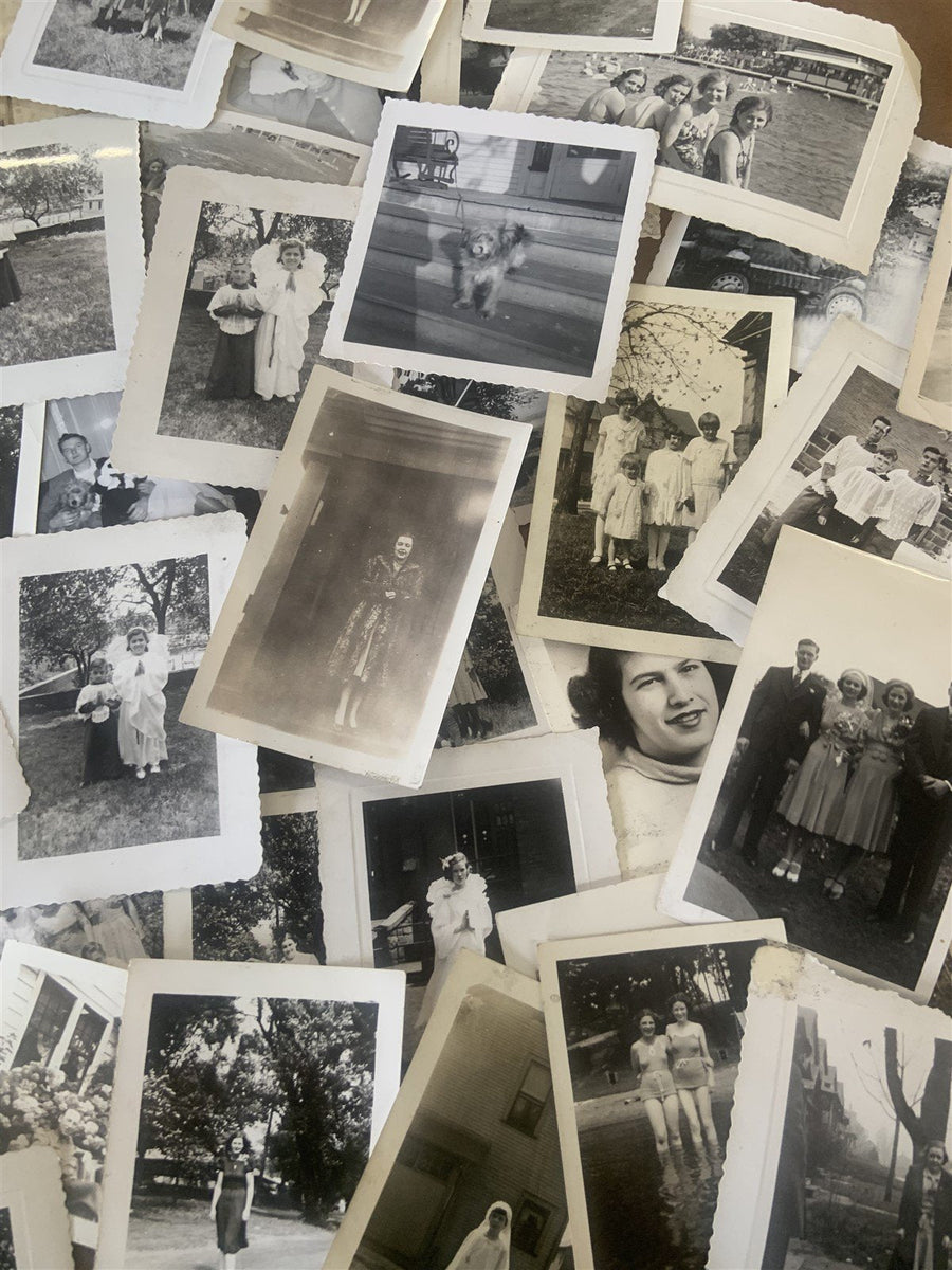 WW2 Vintage Sweetheart Black Gold Floral Embossed Photobook 46 Pages 154 Photos