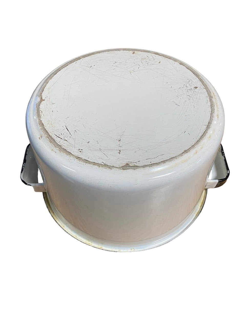Rustic Enamel Black and White Crock Pot With Lid and Double Handle