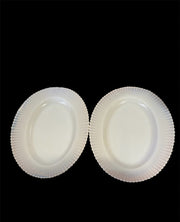 Vintage Opalescent Milk Glass Set of 2 Serving Platters Macbeth Evans