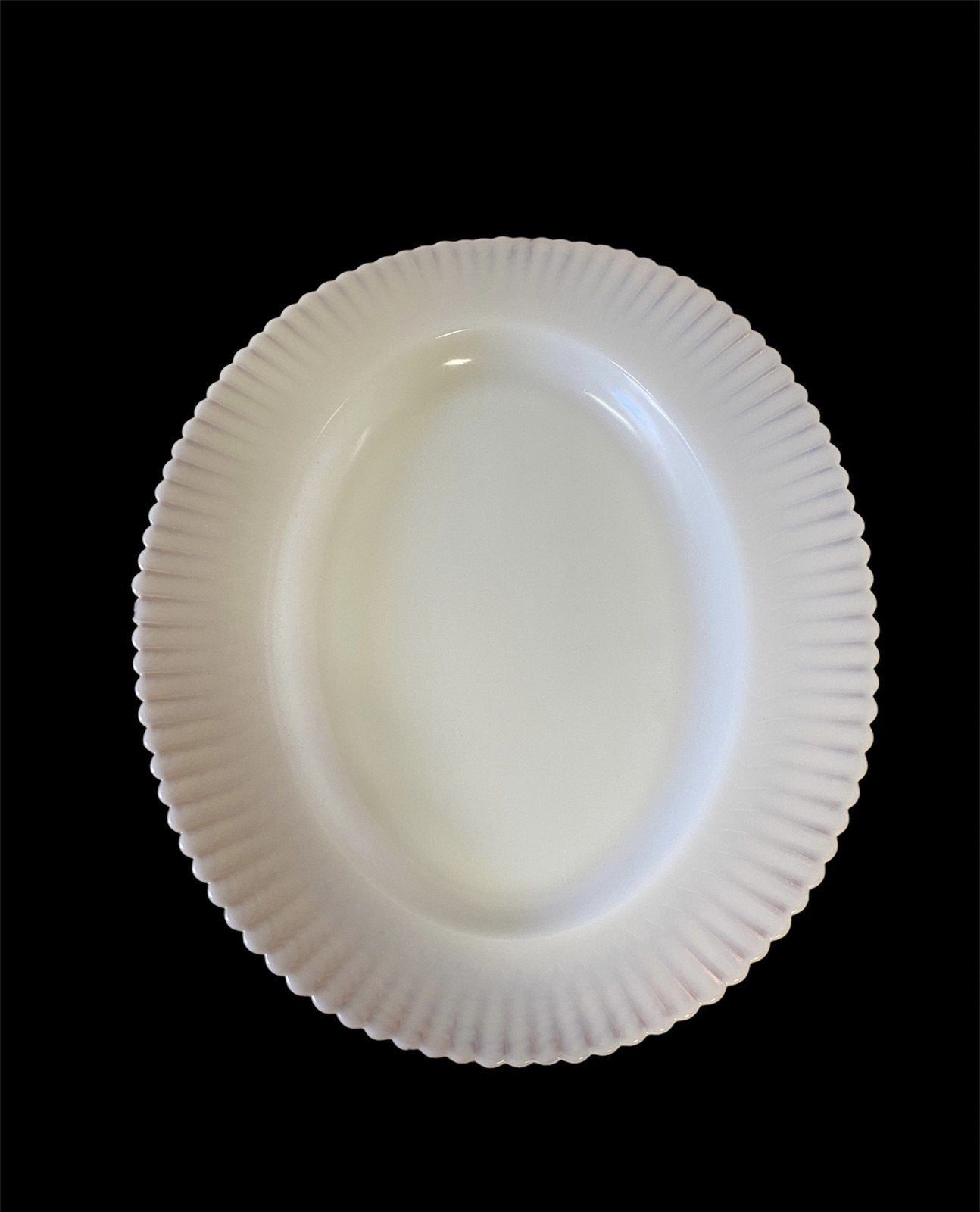 Vintage Opalescent Milk Glass Set of 2 Serving Platters Macbeth Evans