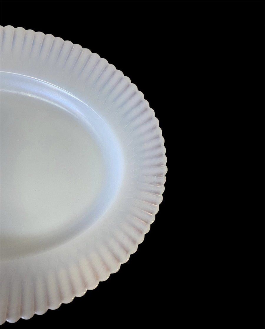 Vintage Opalescent Milk Glass Set of 2 Serving Platters Macbeth Evans