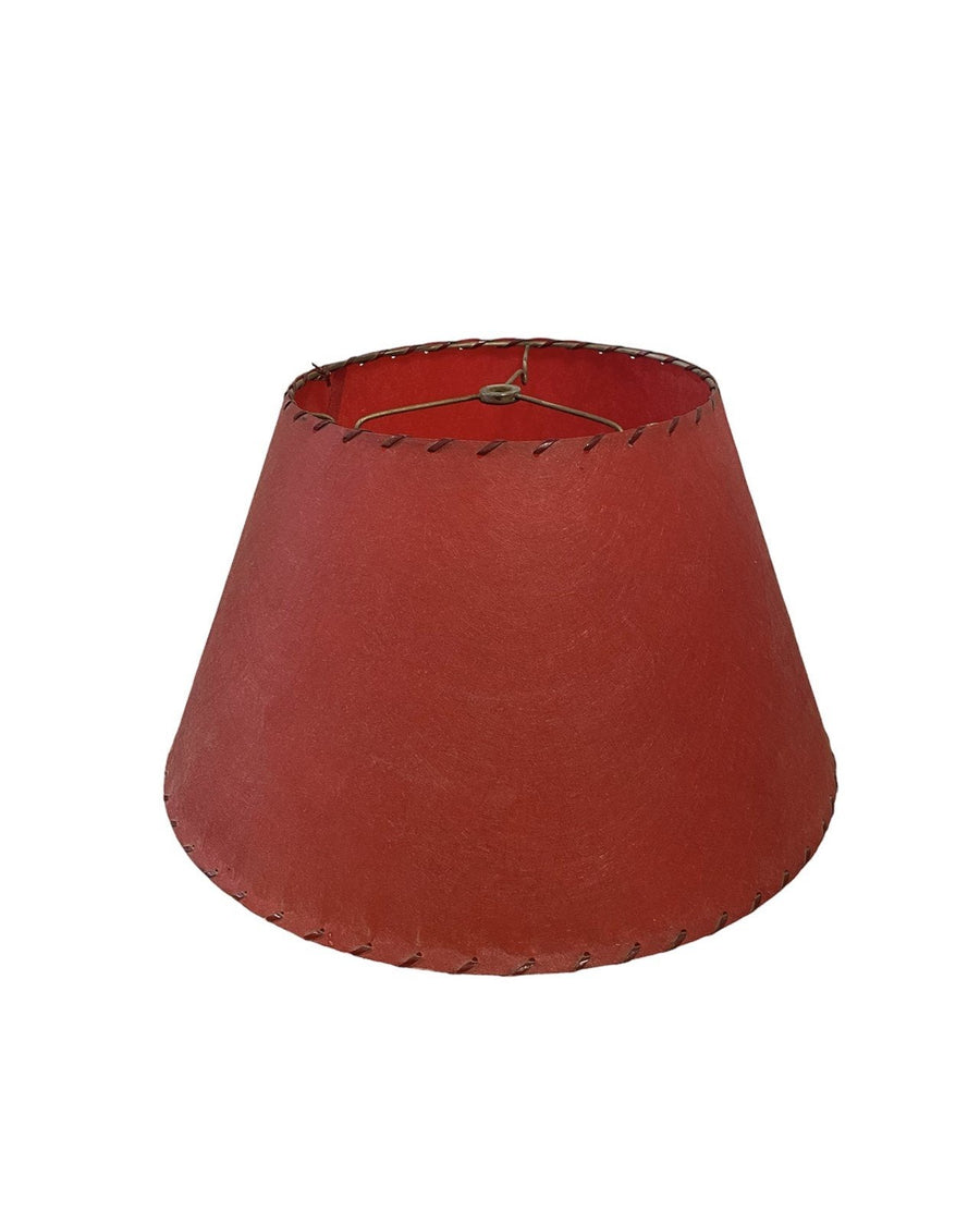 Antique Red Faux Leather/ Felt Lampshade 1950s