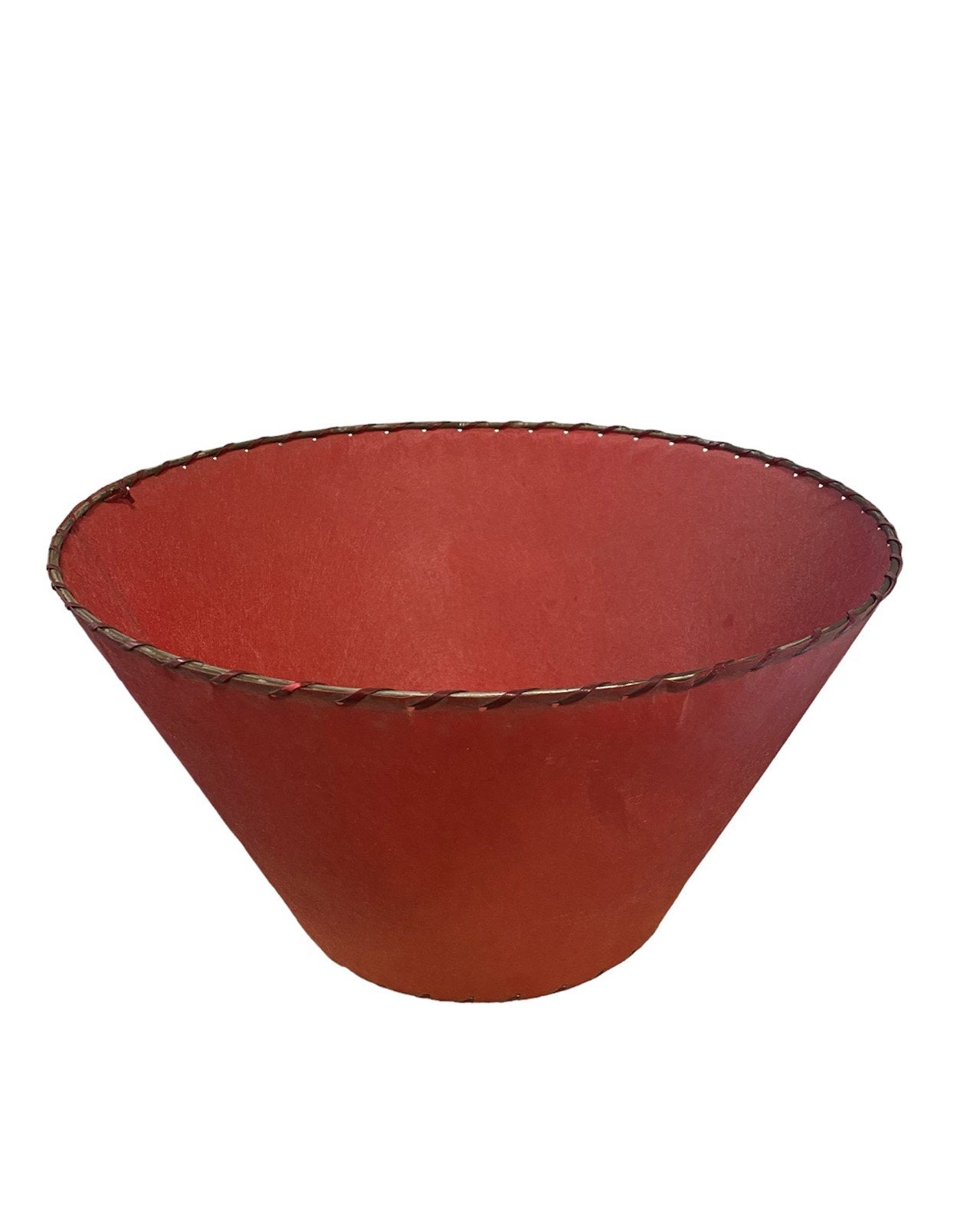 Antique Red Faux Leather/ Felt Lampshade 1950s