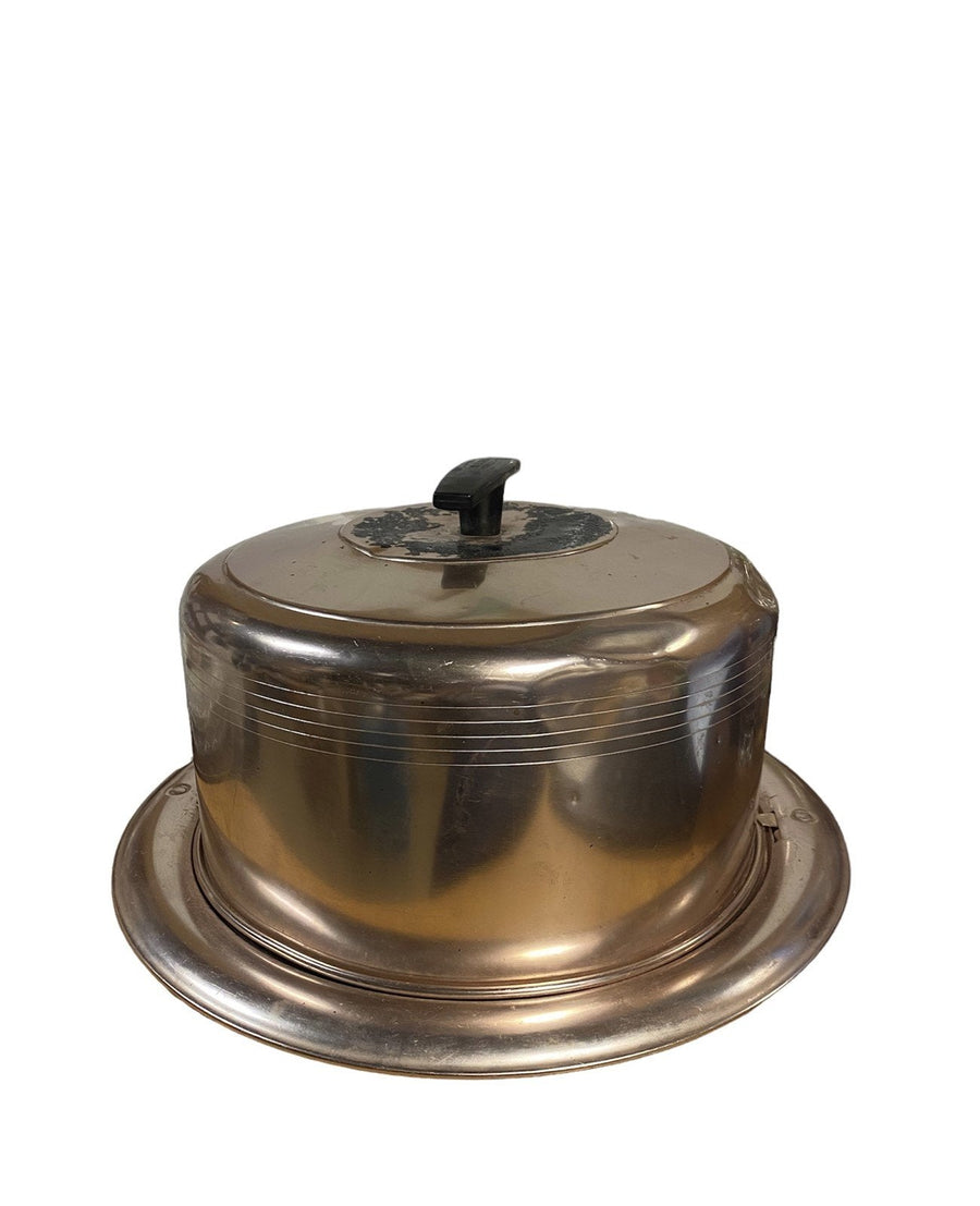 Antique West Bend Pink/Rose Gold aluminum Cake Carrier 1950s