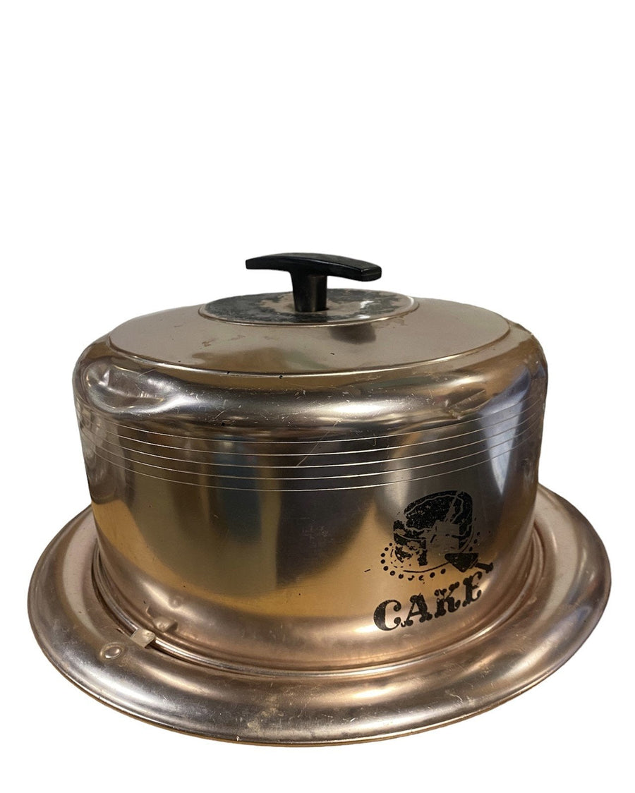 Antique West Bend Pink/Rose Gold aluminum Cake Carrier 1950s