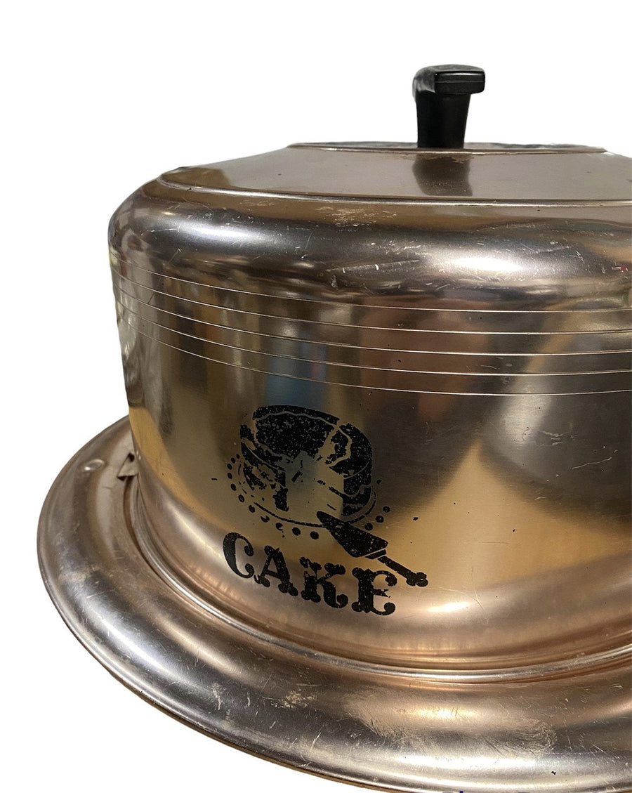 Antique West Bend Pink/Rose Gold aluminum Cake Carrier 1950s