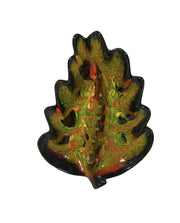 Retro Vintage Leaf Shape MCM Ashtray Marbled Red Green Black USA Ceramic