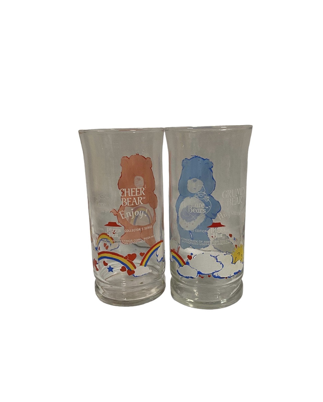 Care Bares Glass Cups Set of 2 Pizza Hut 1983 Souvenir Collection
