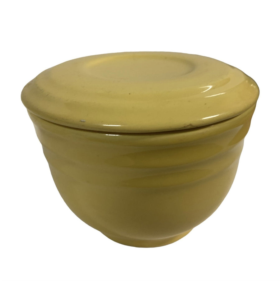 Vintage Oxford Stoneware Yellow Ceramic 3 Piece Bowl Set with Lid