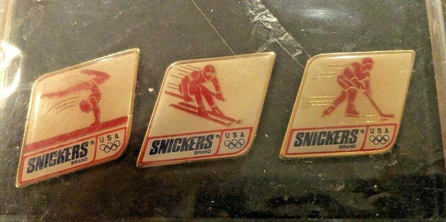 1992 Snickers Official Sponsor Winter Olympics 6 pc Pin Set Never Opened