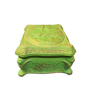 Green Ceramic Victorian Style Jewelry Box Vintage Trinket Storage Decorative