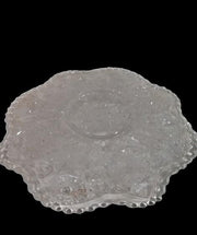 Glass Platter Vintage with Scalloped Edges and Etched Starburst Design