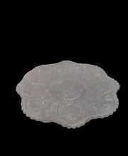 Glass Platter Vintage with Scalloped Edges and Etched Starburst Design