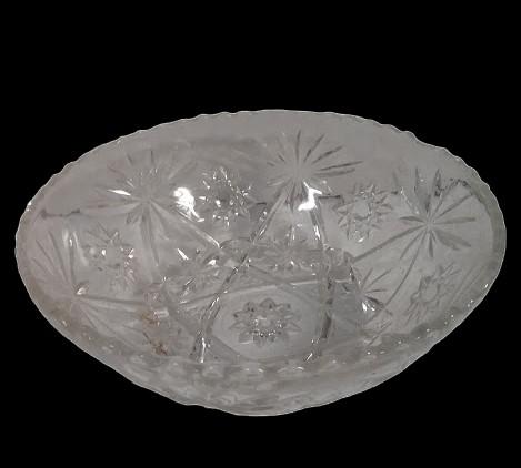 Anchor Hocking Vintage Round Glass Serving Bowl Etched Starburst
